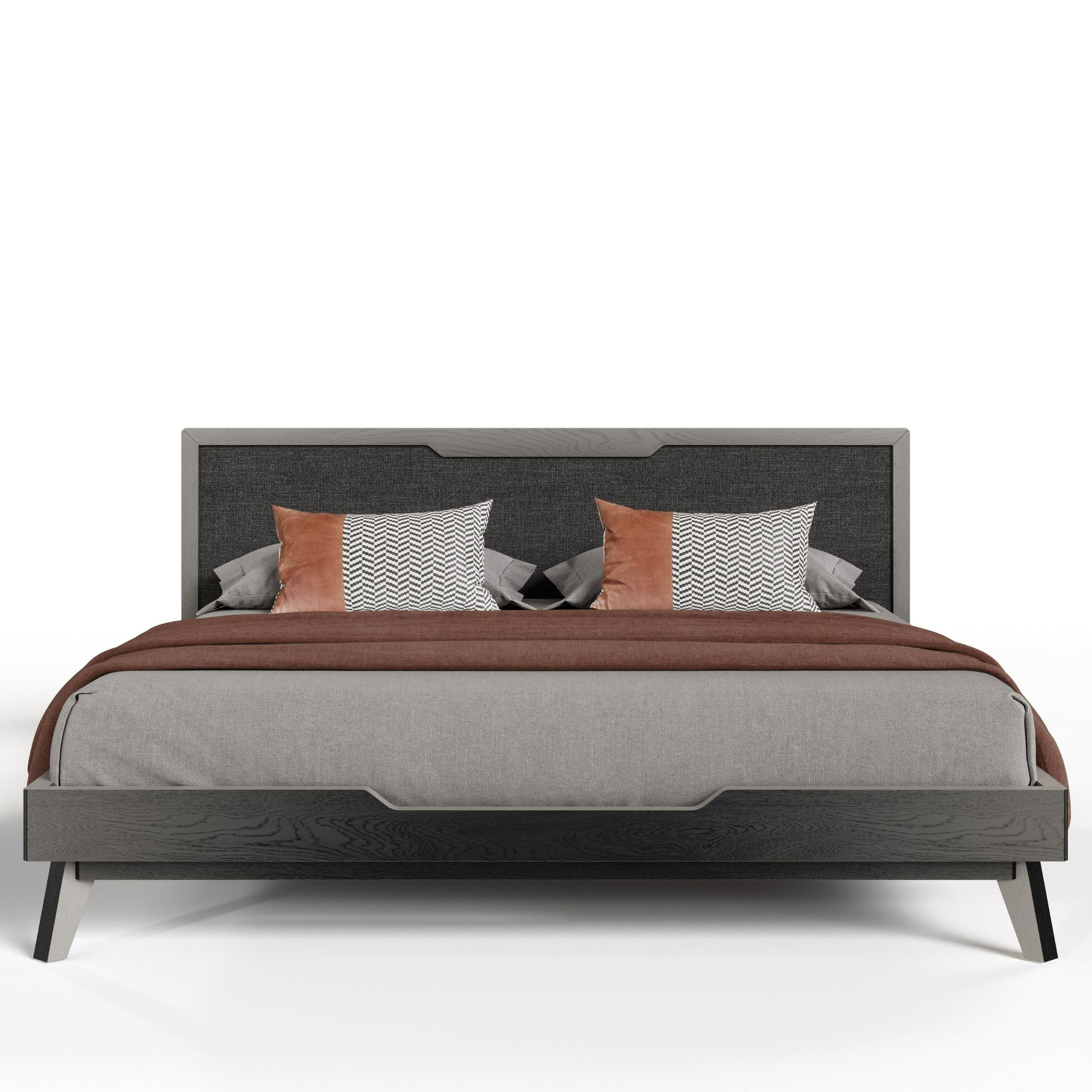 Gray Mid-Century Bed Frame