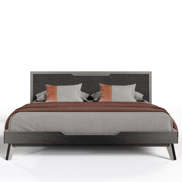 Gray Mid-Century Bed Frame