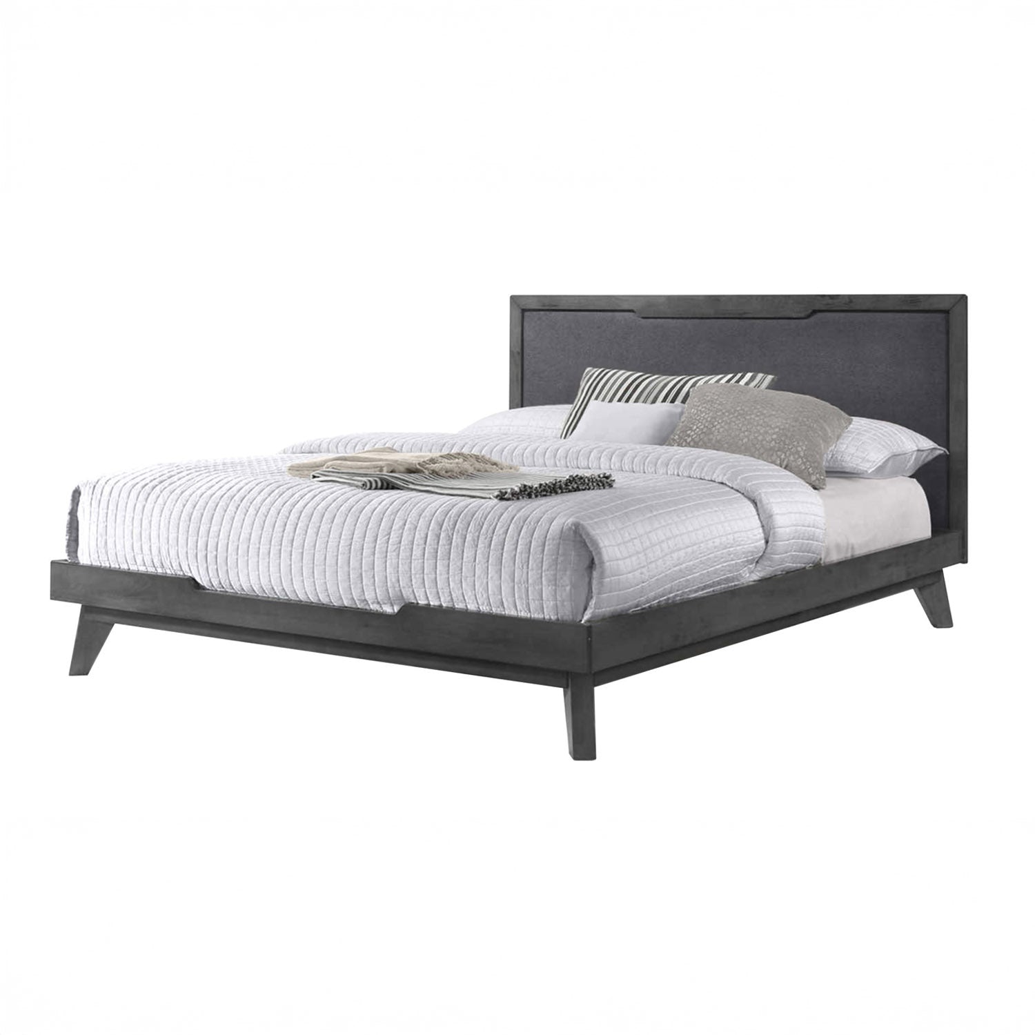 Gray Mid-Century Bed Frame