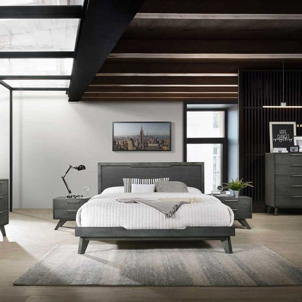 Gray Mid-Century Bed Frame