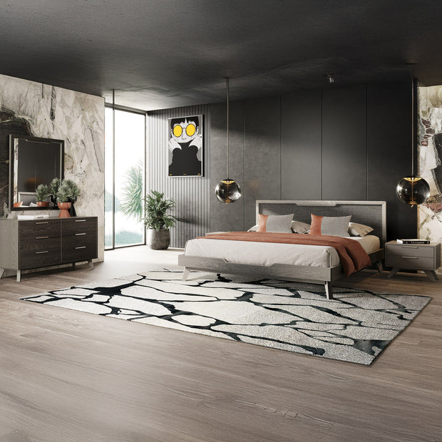 Queen Gray Mid-Century 5 PC Bedroom Set