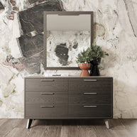 Queen Gray Mid-Century 5 PC Bedroom Set