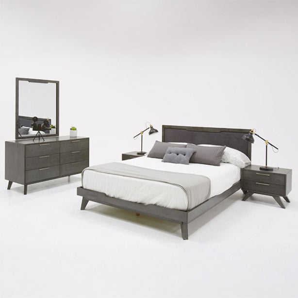 Queen Gray Mid-Century 5 PC Bedroom Set