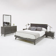 Queen Gray Mid-Century 5 PC Bedroom Set