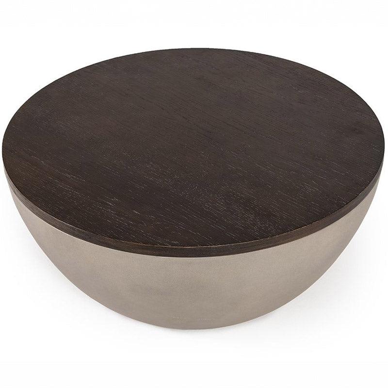 Concrete & Oak Drum Base Coffee Table