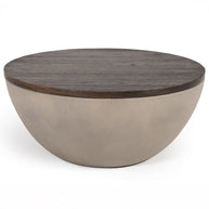Concrete & Oak Drum Base Coffee Table