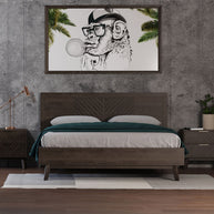 Mid-Century Dark Acacia Bedframe