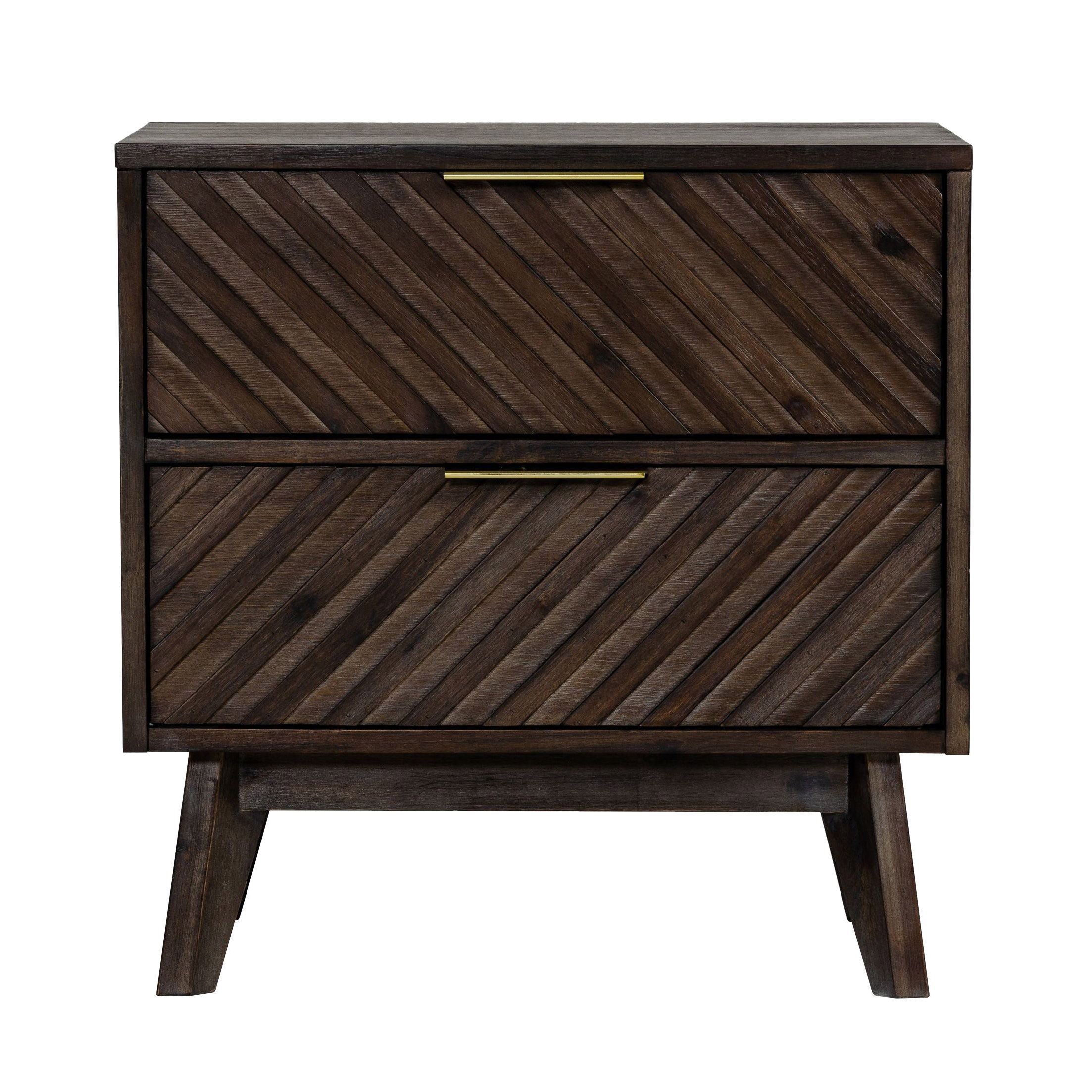 Queen Mid-Century Dark Acacia 5 PC Bedroom Set