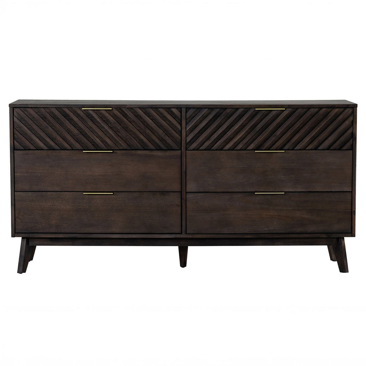 Queen Mid-Century Dark Acacia 5 PC Bedroom Set