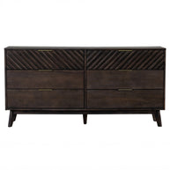Queen Mid-Century Dark Acacia 5 PC Bedroom Set
