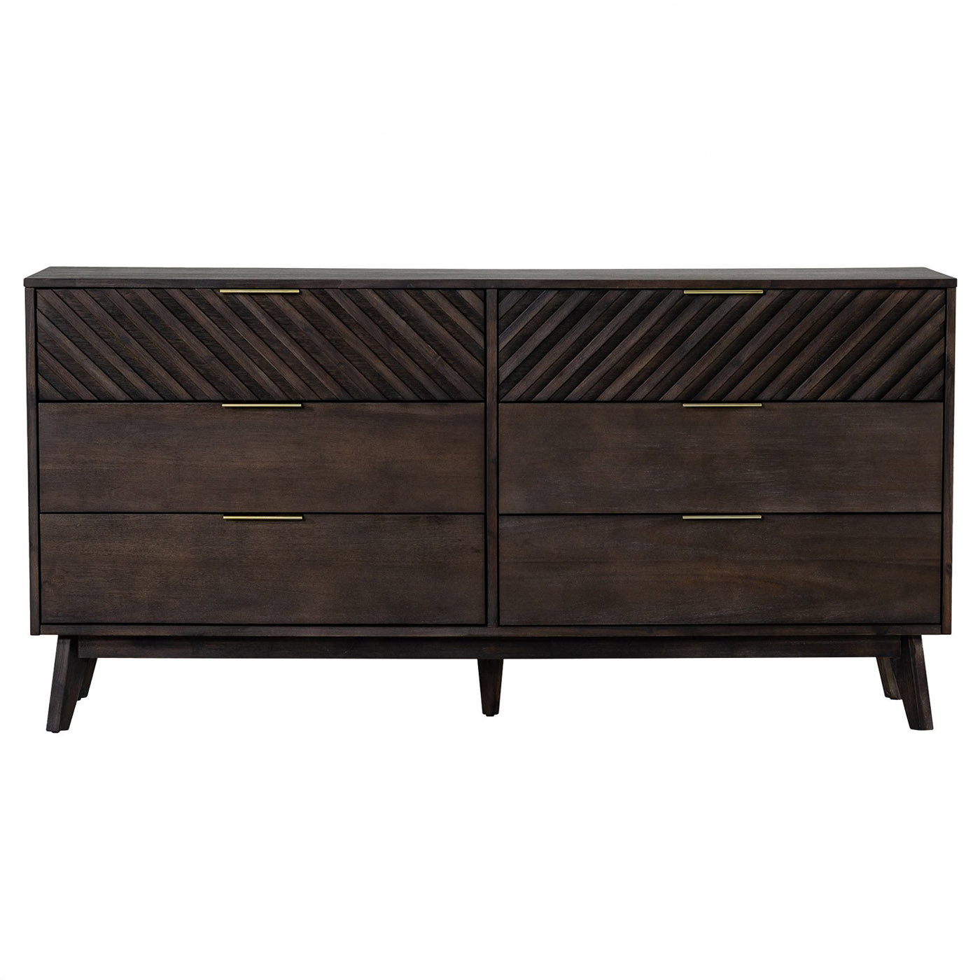 Queen Mid-Century Dark Acacia 5 PC Bedroom Set