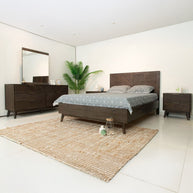 Queen Mid-Century Dark Acacia 5 PC Bedroom Set