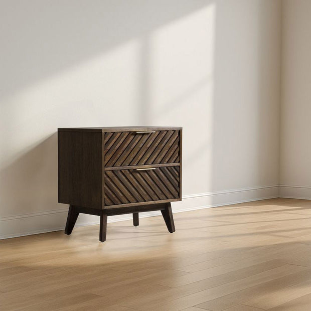 Mid-Century Dark Acacia Nightstand