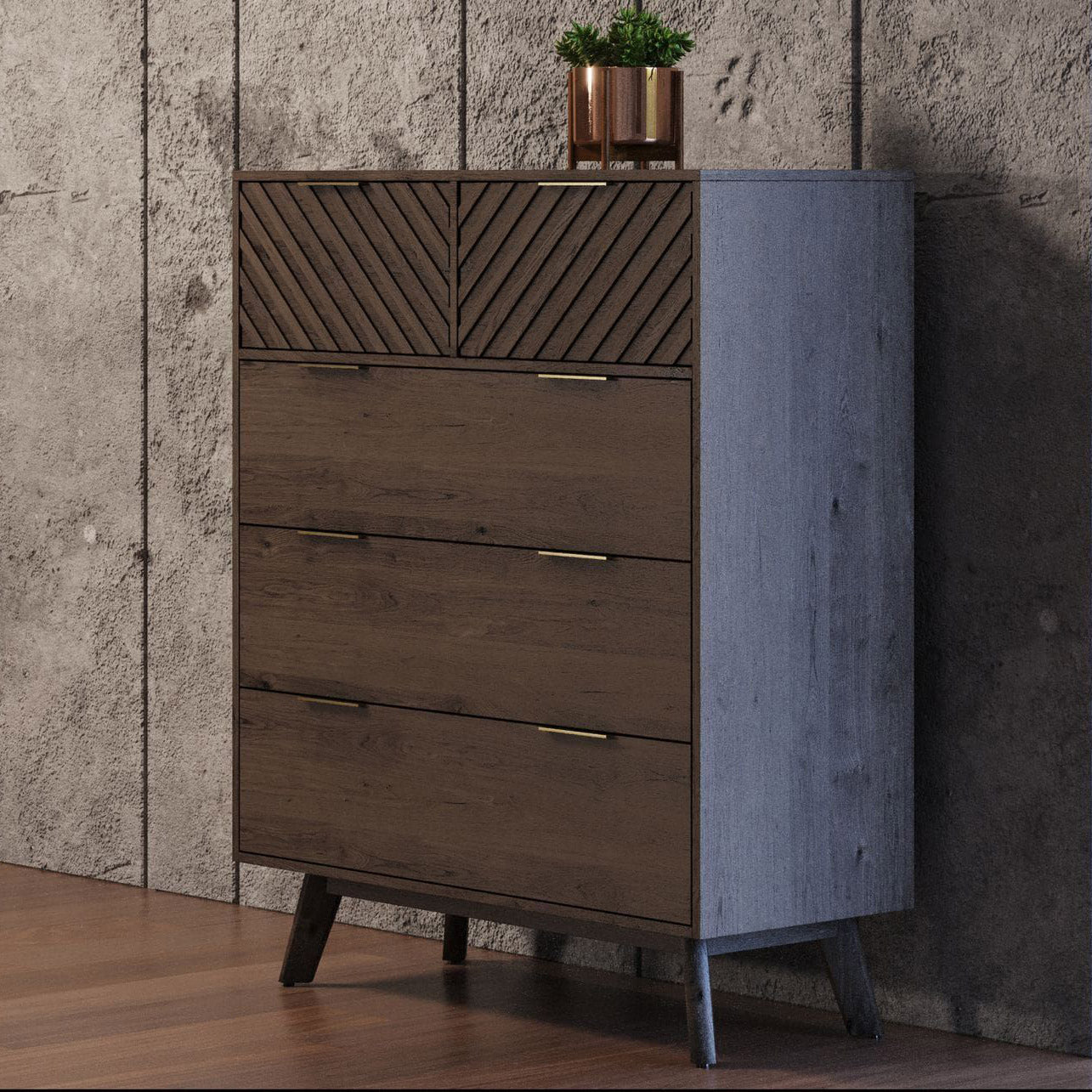 Mid-Century Dark Acacia Chest of Drawers
