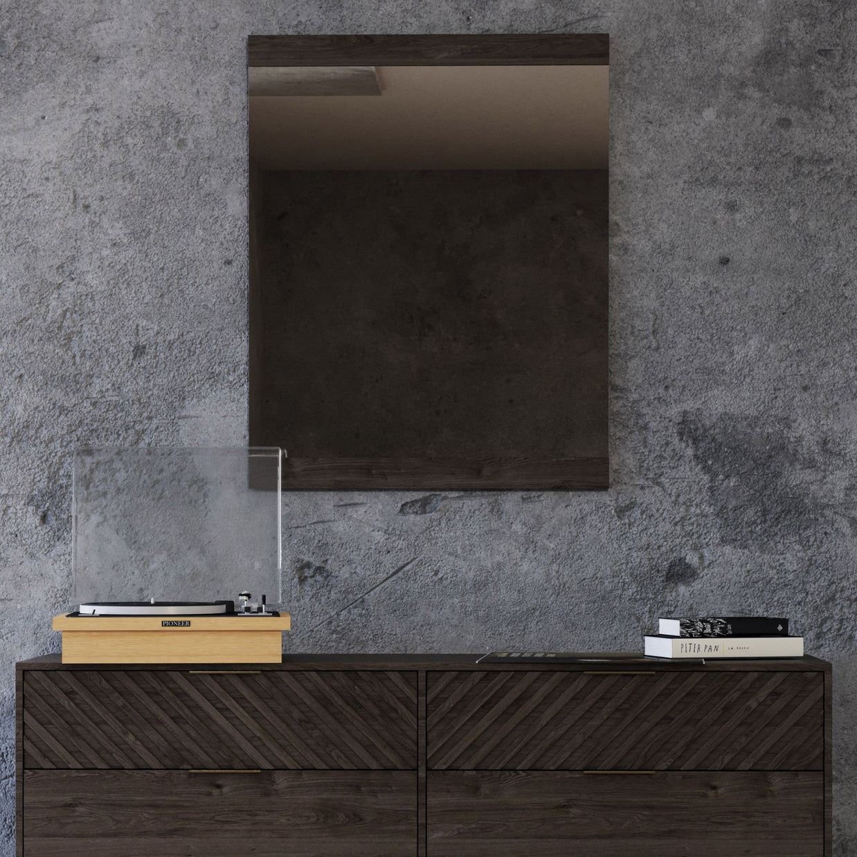 Mid-Century Dark Acacia Dresser Mirror