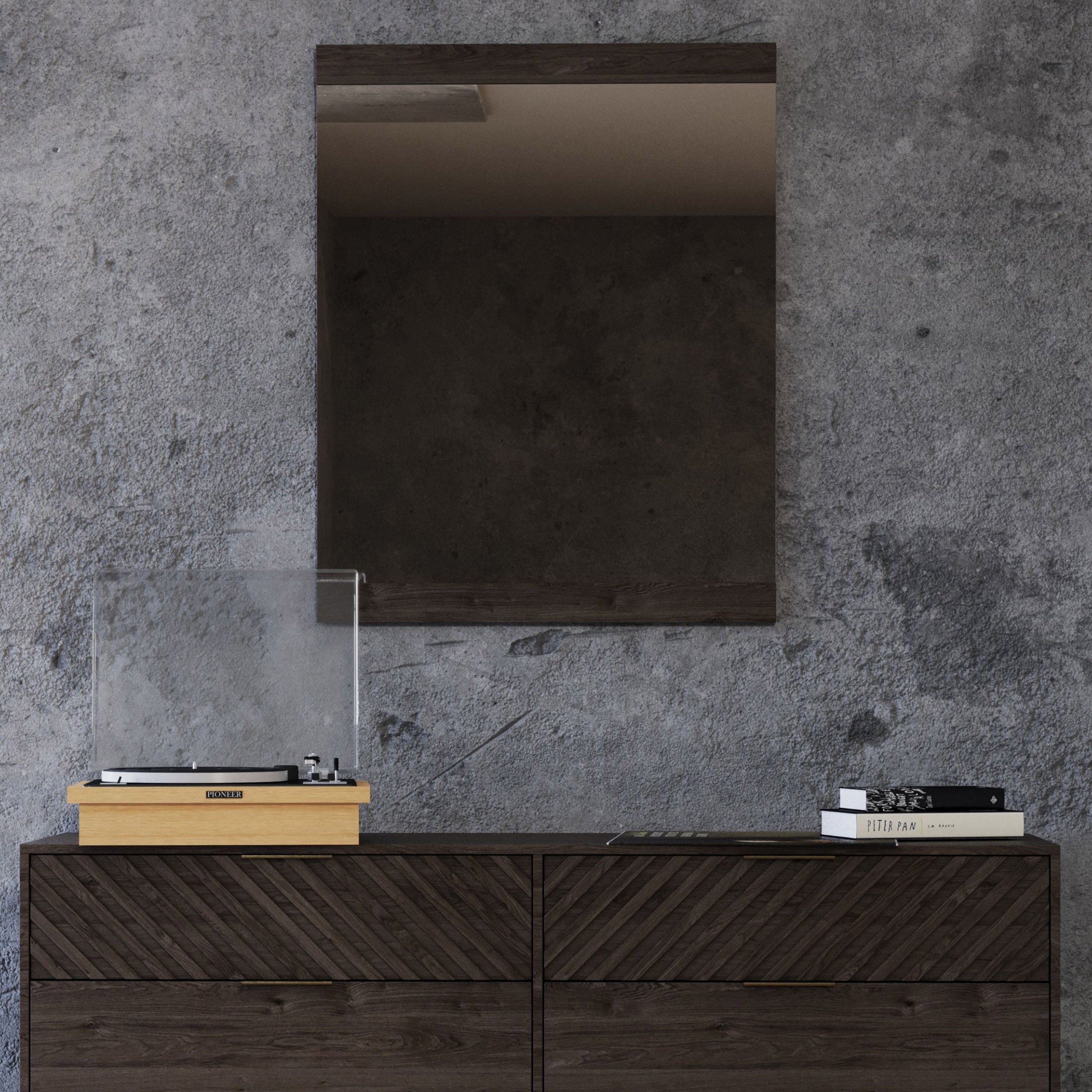 Mid-Century Dark Acacia Dresser Mirror
