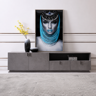 Gray Crackle Lacquer Finish TV Stand