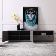 Gray Crackle Lacquer Finish TV Stand