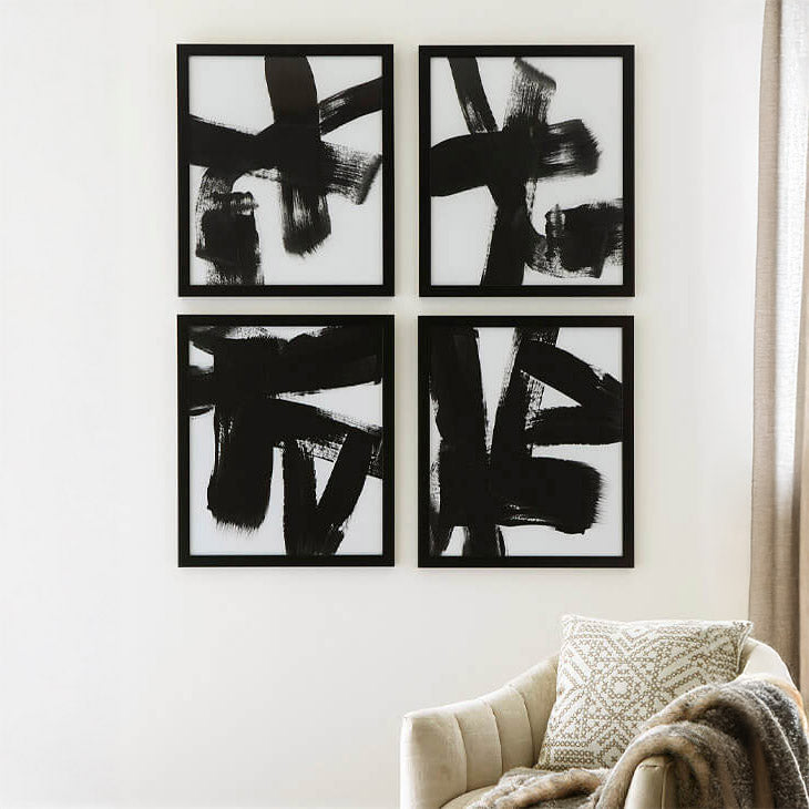 Abstract Black & White Wall Art Set
