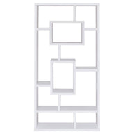 Contemporary Geometric White Finish Bookcase