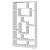 Contemporary Geometric White Finish Bookcase