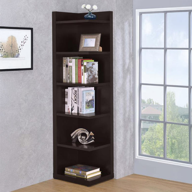 Modern Corner Cappuccino Bookcase