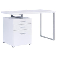 Modern Silver & Wood Office Desk