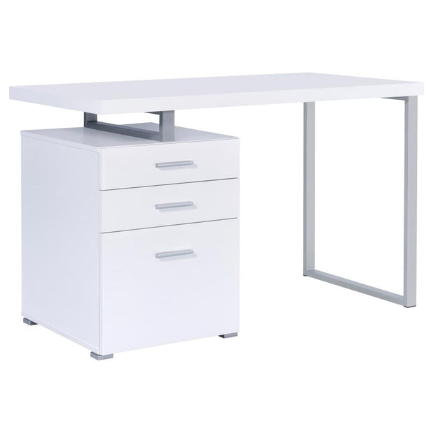 Modern Silver & Wood Office Desk
