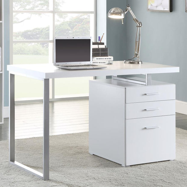 Modern Silver & Wood Office Desk
