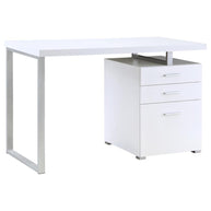 Modern Silver & Wood Office Desk