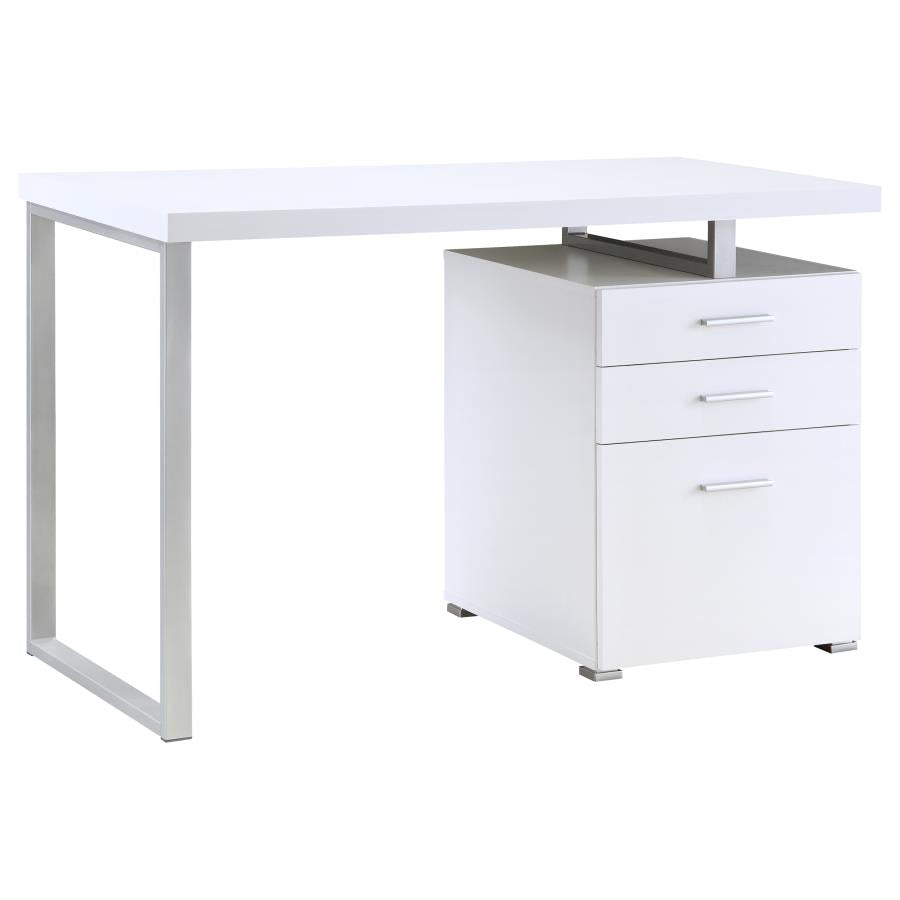Modern Silver & Wood Office Desk