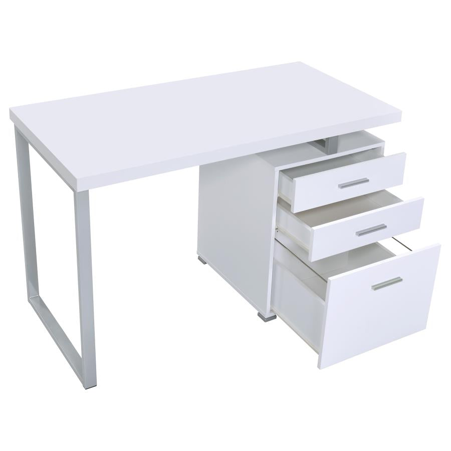 Modern Silver & Wood Office Desk