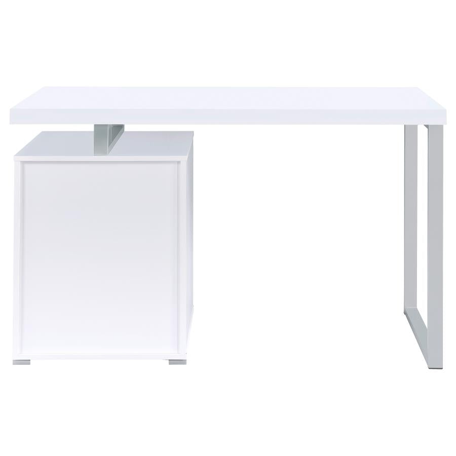 Modern Silver & Wood Office Desk