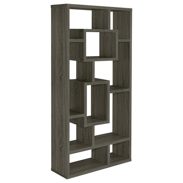 Geometric Weathered Gray Bookcase