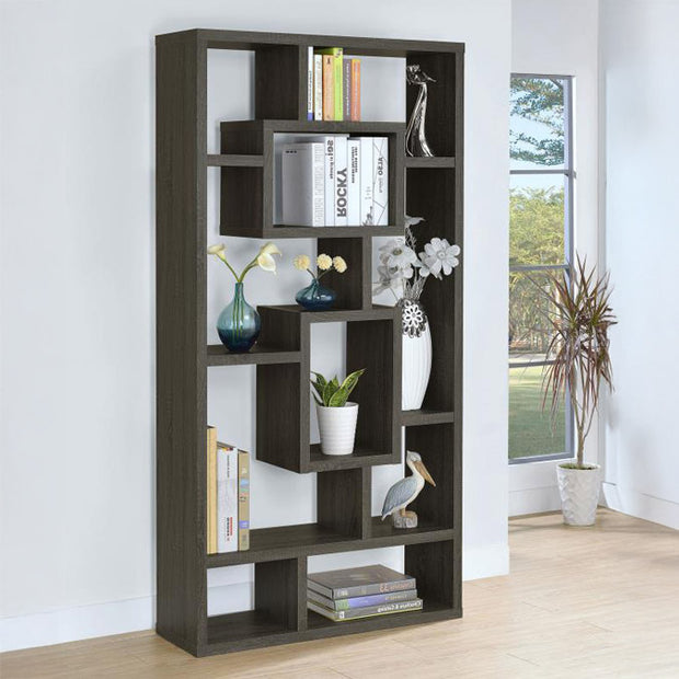 Geometric Weathered Gray Bookcase