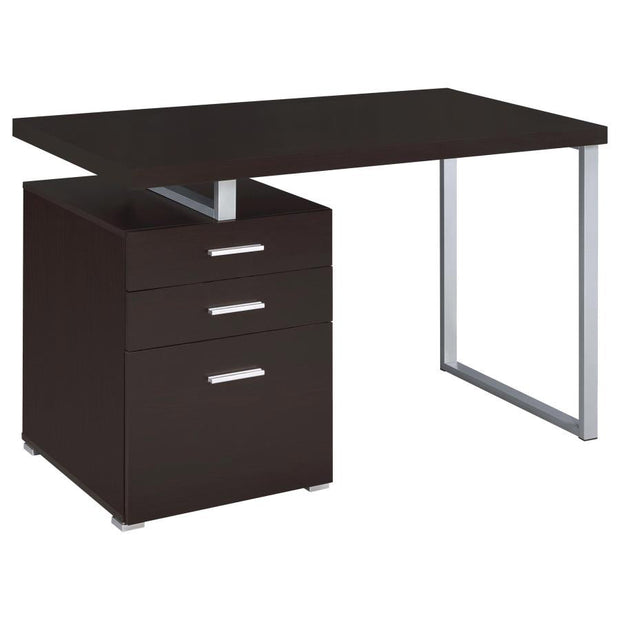 Modern Silver & Wood Office Desk