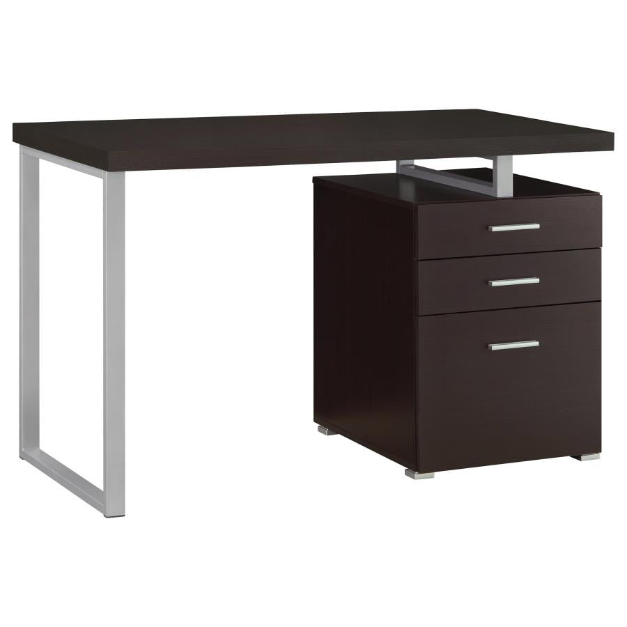 Modern Silver & Wood Office Desk