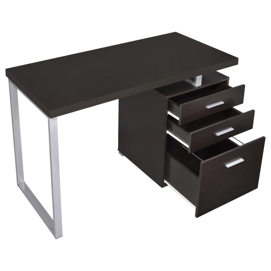 Modern Silver & Wood Office Desk