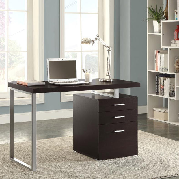 Modern Silver & Wood Office Desk