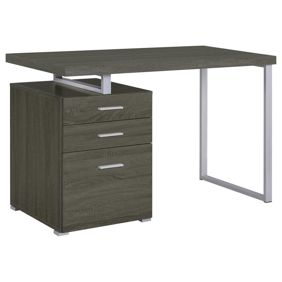 Modern Silver & Wood Office Desk