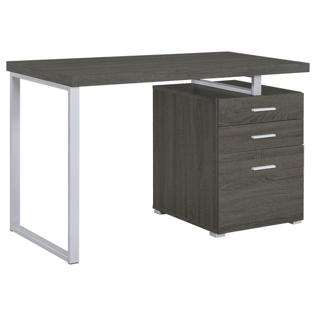 Modern Silver & Wood Office Desk