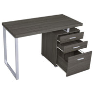 Modern Silver & Wood Office Desk