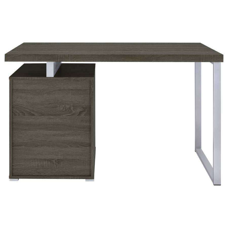 Modern Silver & Wood Office Desk