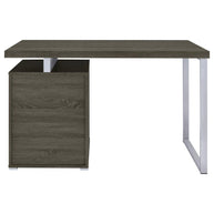 Modern Silver & Wood Office Desk