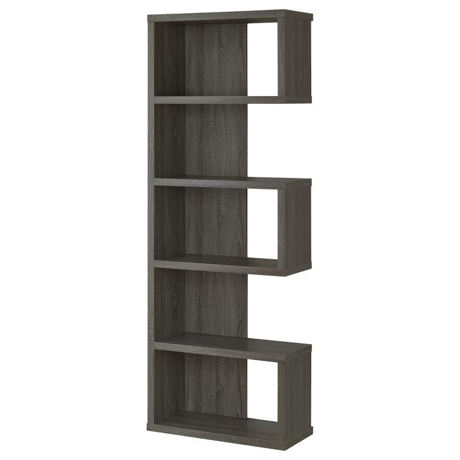 Asymmetrical Weathered Gray Bookcase