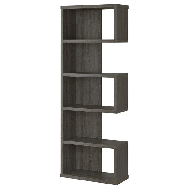 Asymmetrical Weathered Gray Bookcase