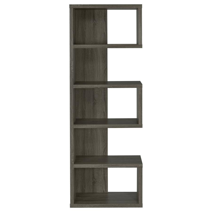Asymmetrical Weathered Gray Bookcase