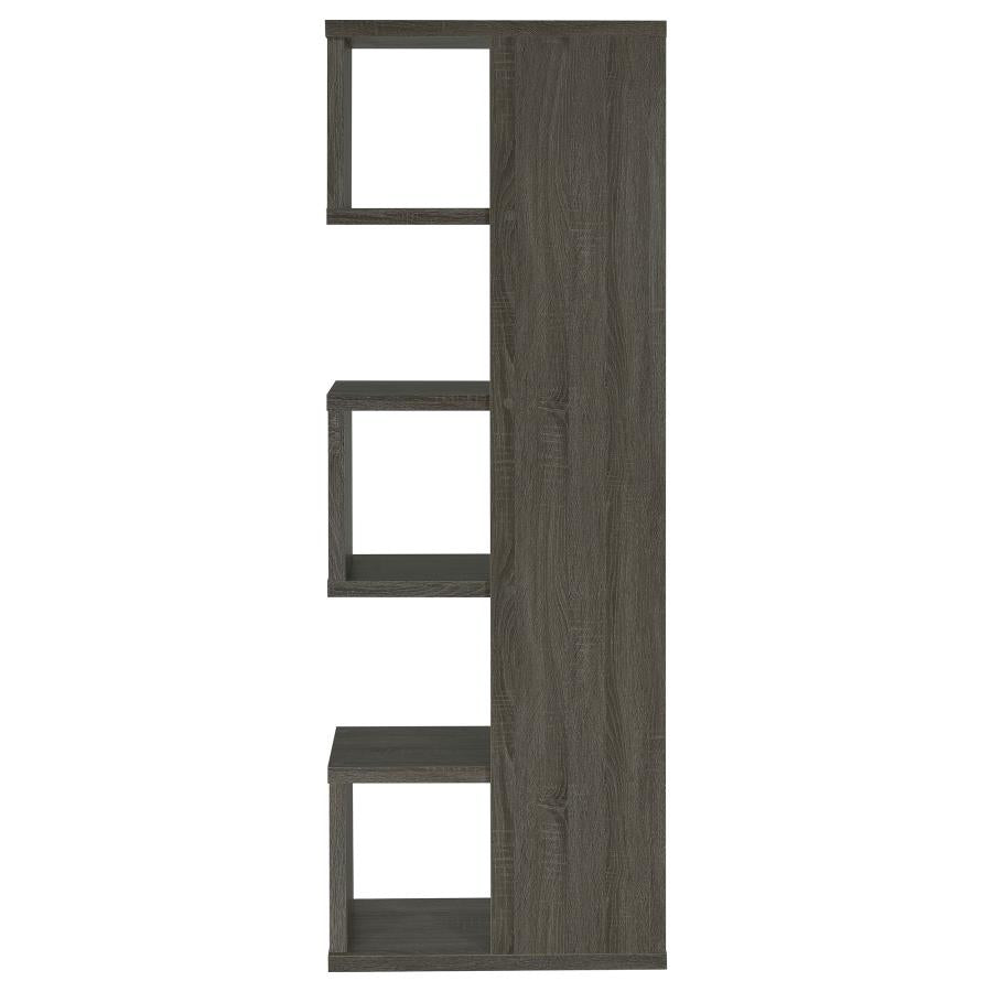 Asymmetrical Weathered Gray Bookcase