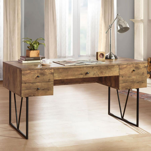 Industrial Style 4-Drawer Writing Desk
