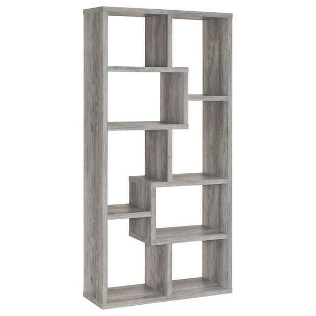 Geometric Gray Driftwood Bookcase